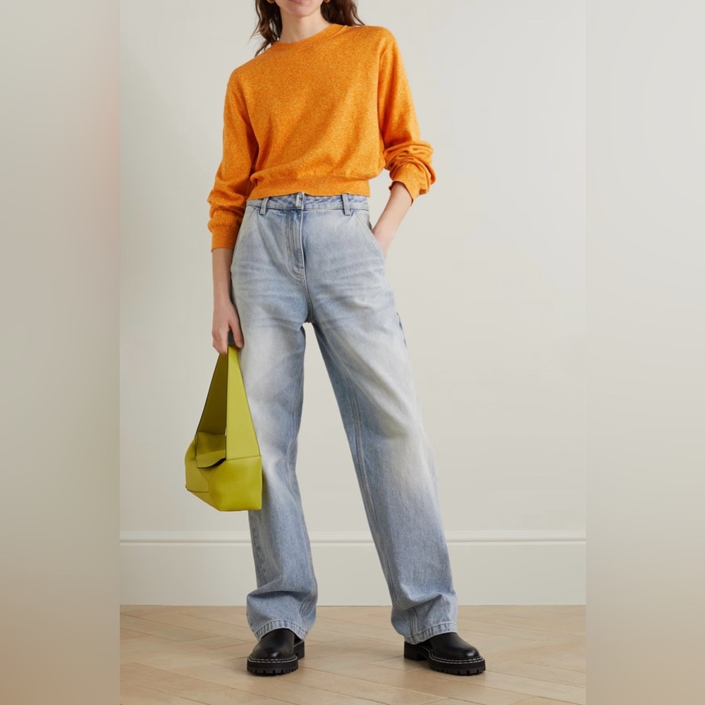 the elder statesman organic cotton cashmere sweater - M nova lightweight orange